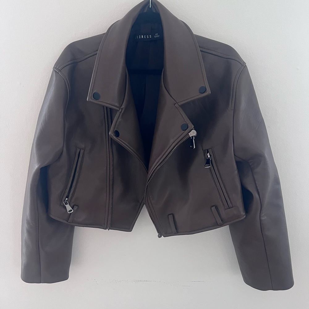 Brown faux Leather Jacket